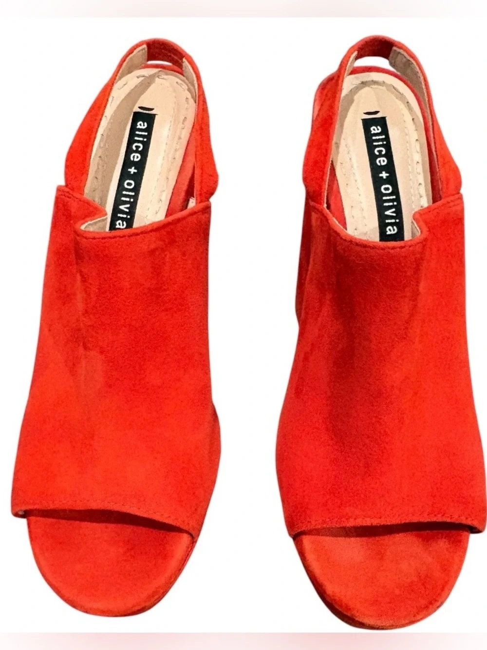 Alice + Olivia Logan Red Suede Platform Slingback Sandals EU 37 US 7